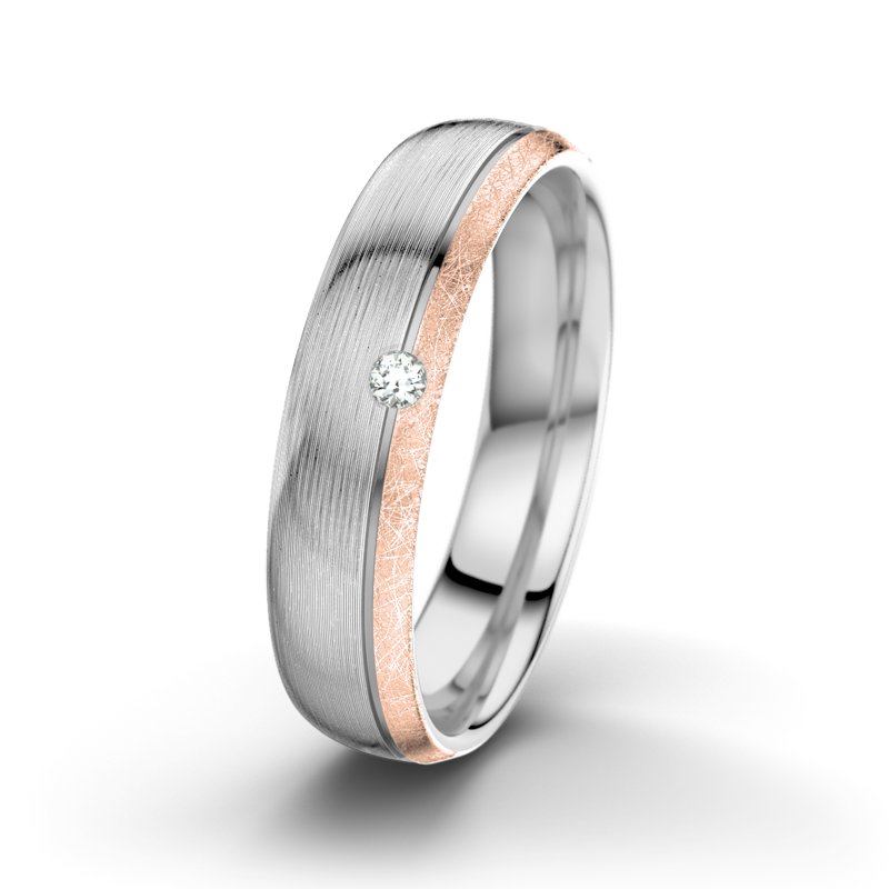 Diamantring Fred M5, Weißgold 375 längsmatt, von vorn