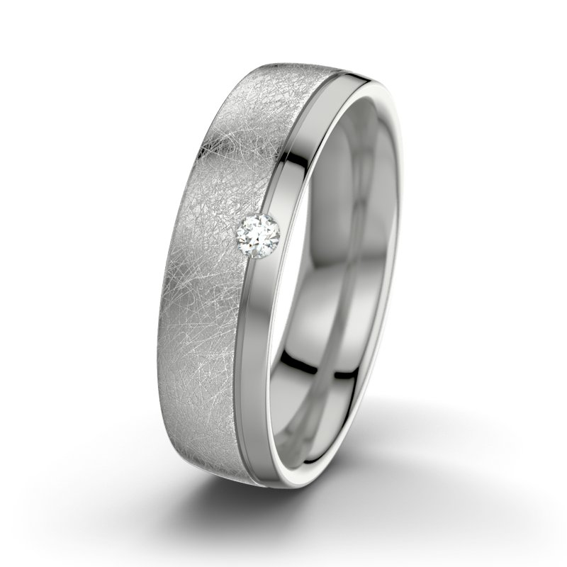 Diamantring Fred M6, Palladium 585 eismatt, von vorn