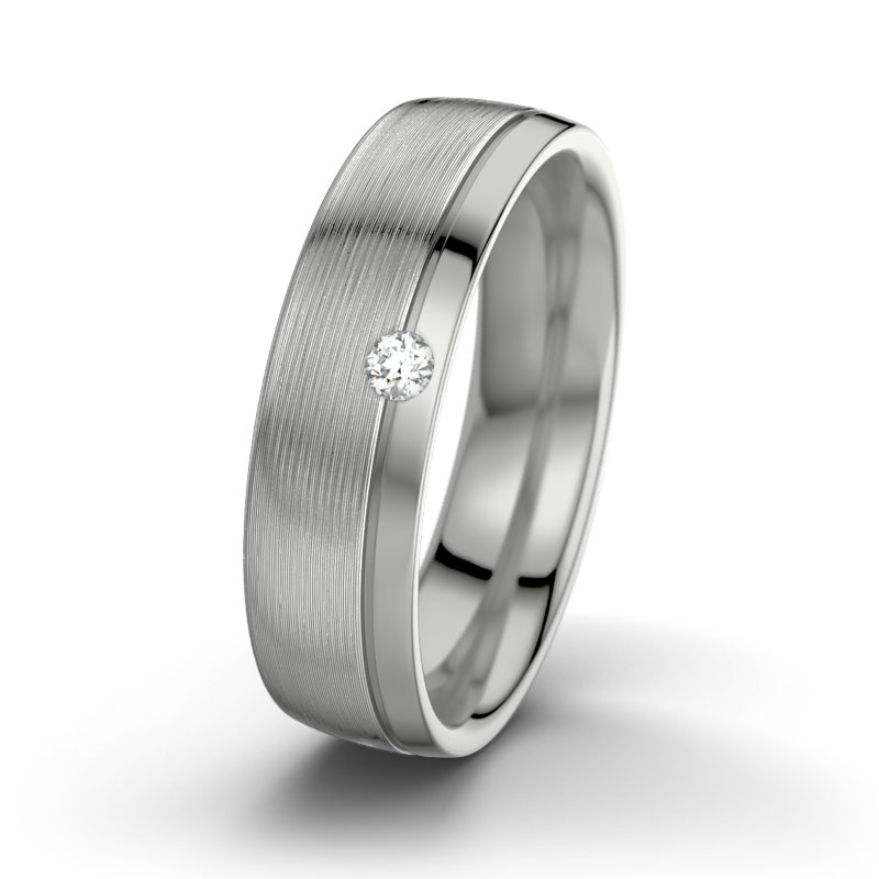 Diamantring Fred M6, Palladium 950 längsmatt, von vorn
