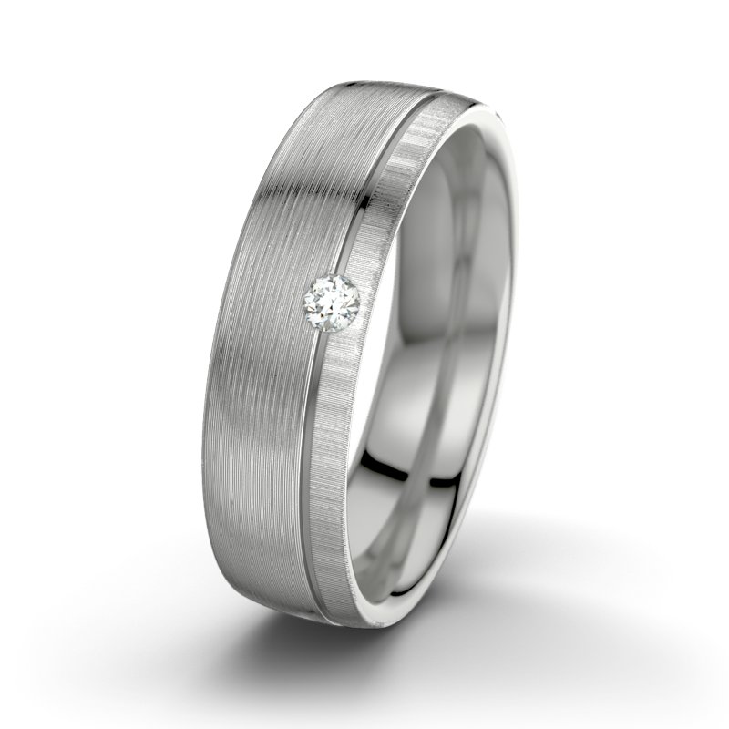 Diamantring Fred M6, Palladium 585 längsmatt, von vorn
