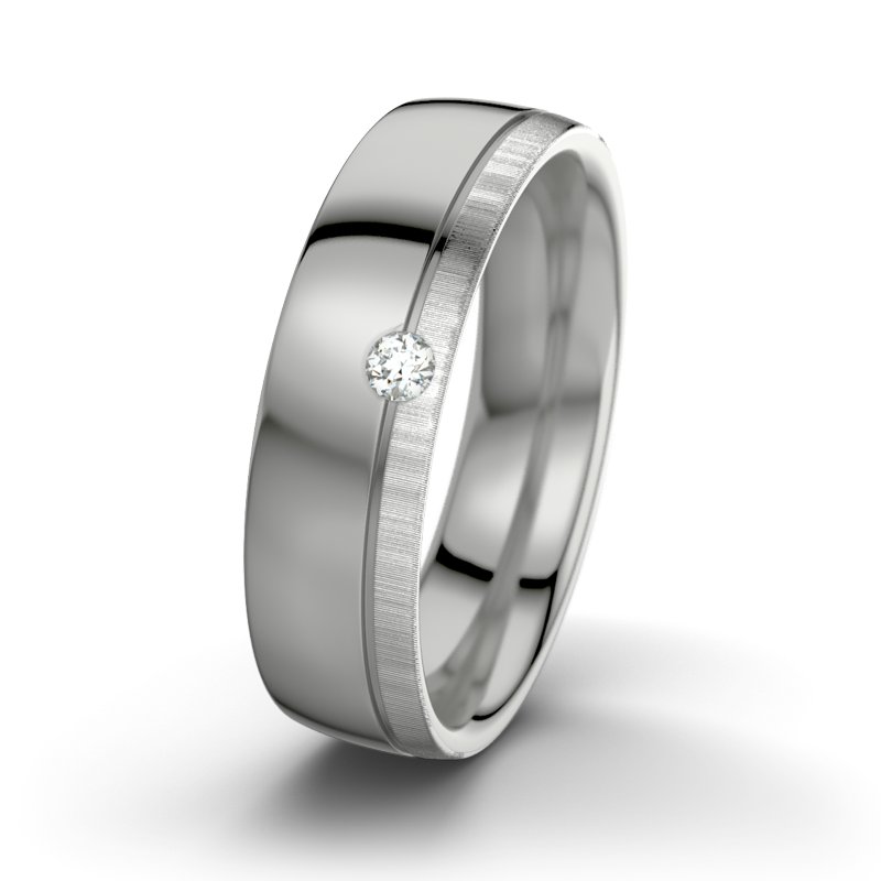 Diamantring Fred M6, Palladium 585 poliert, von vorn