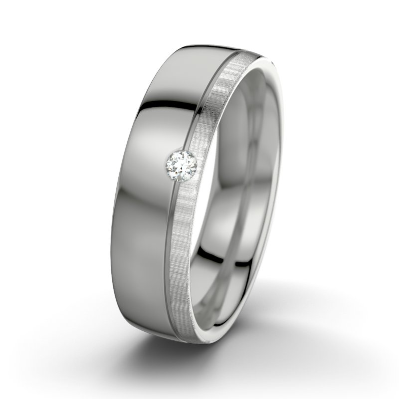 Diamantring Fred M6, Palladium 585 poliert, von vorn