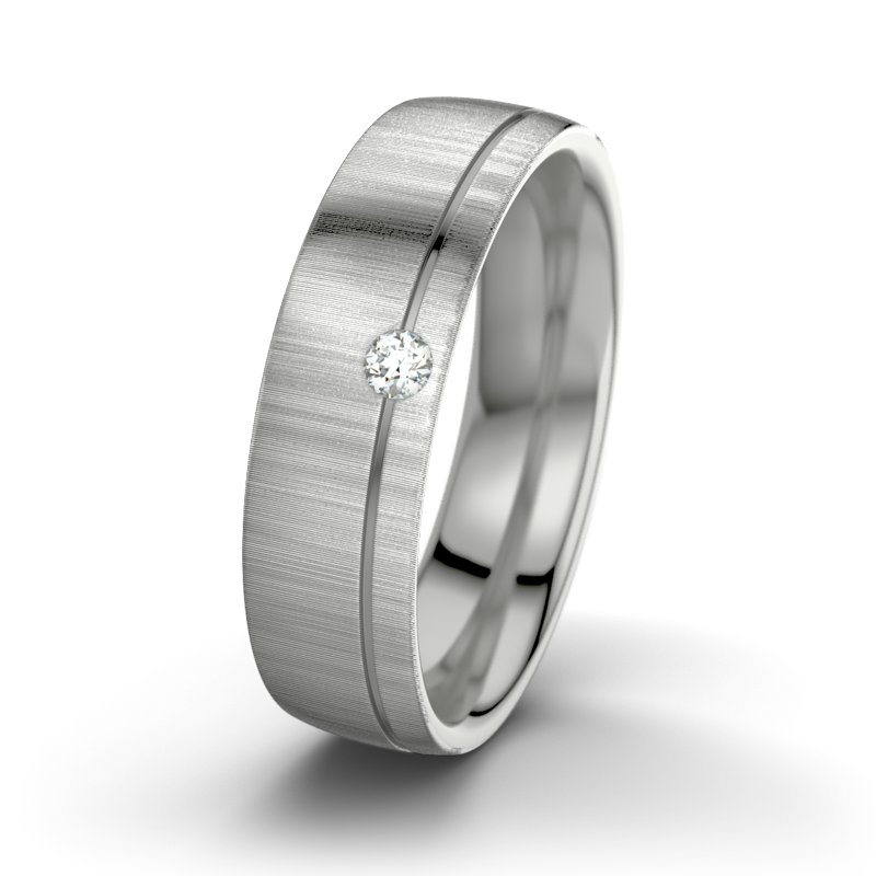 Diamantring Fred M6, Palladium 585 quermatt, von vorn