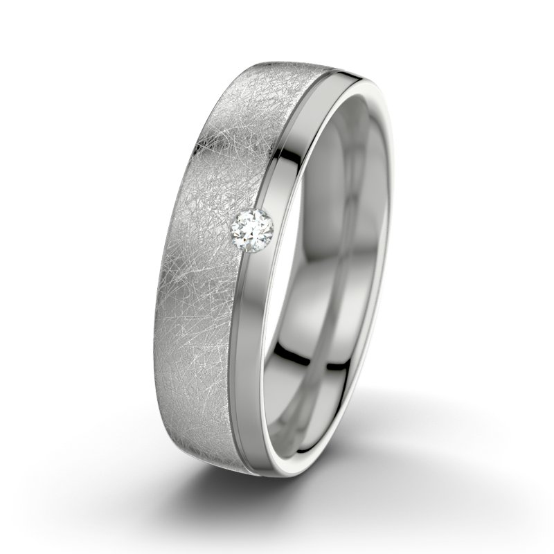 Diamantring Fred M6, Platinum 600 eismatt, von vorn