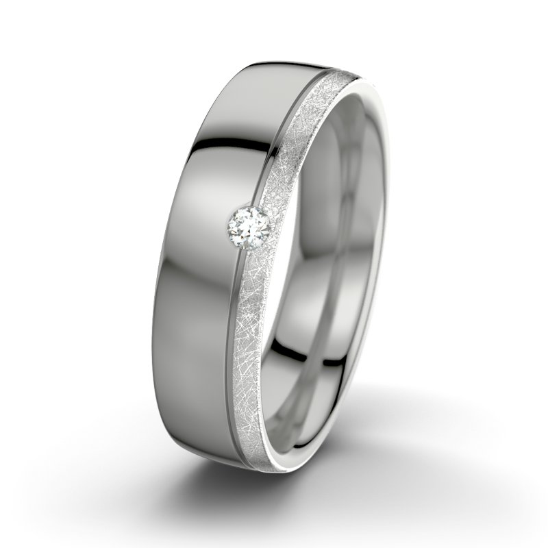 Diamantring Fred M6, Platinum 600 poliert, von vorn