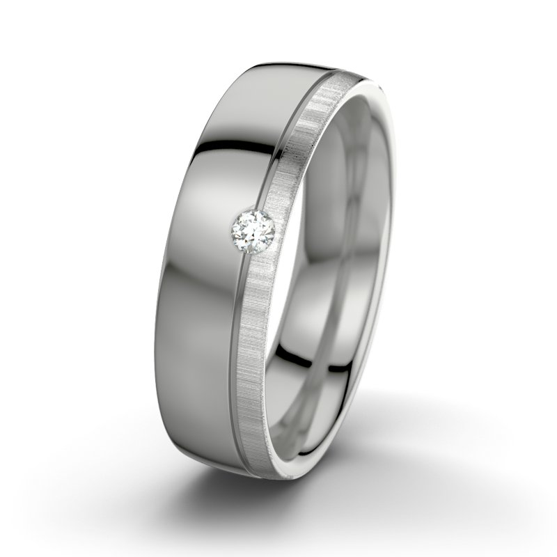 Diamantring Fred M6, Platinum 600 poliert, von vorn