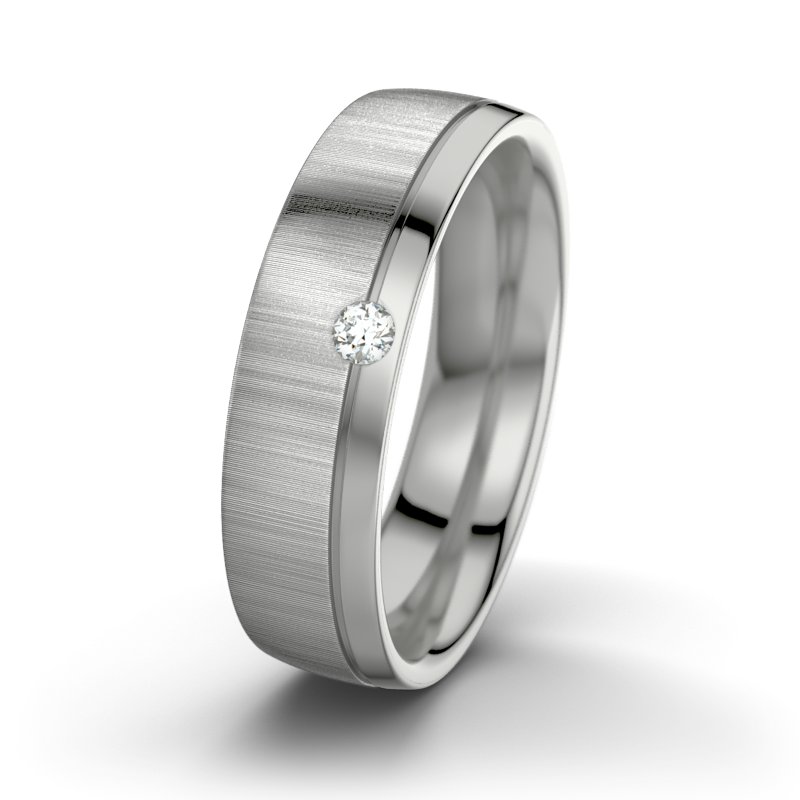 Diamantring Fred M6, Platinum 600 quermatt, von vorn