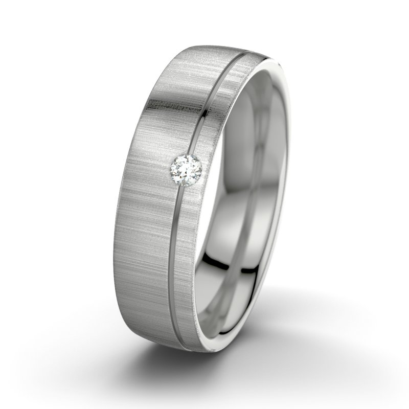Diamantring Fred M6, Platinum 600 quermatt, von vorn