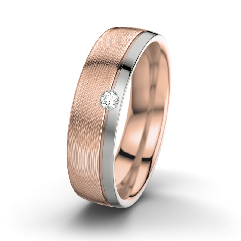 Diamantring Fred M6, Rotgold 585 längsmatt, von vorn