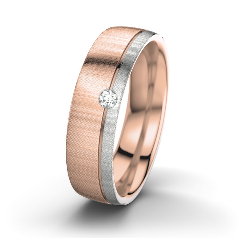 Diamantring Fred M6, Rotgold 375 quermatt, von vorn
