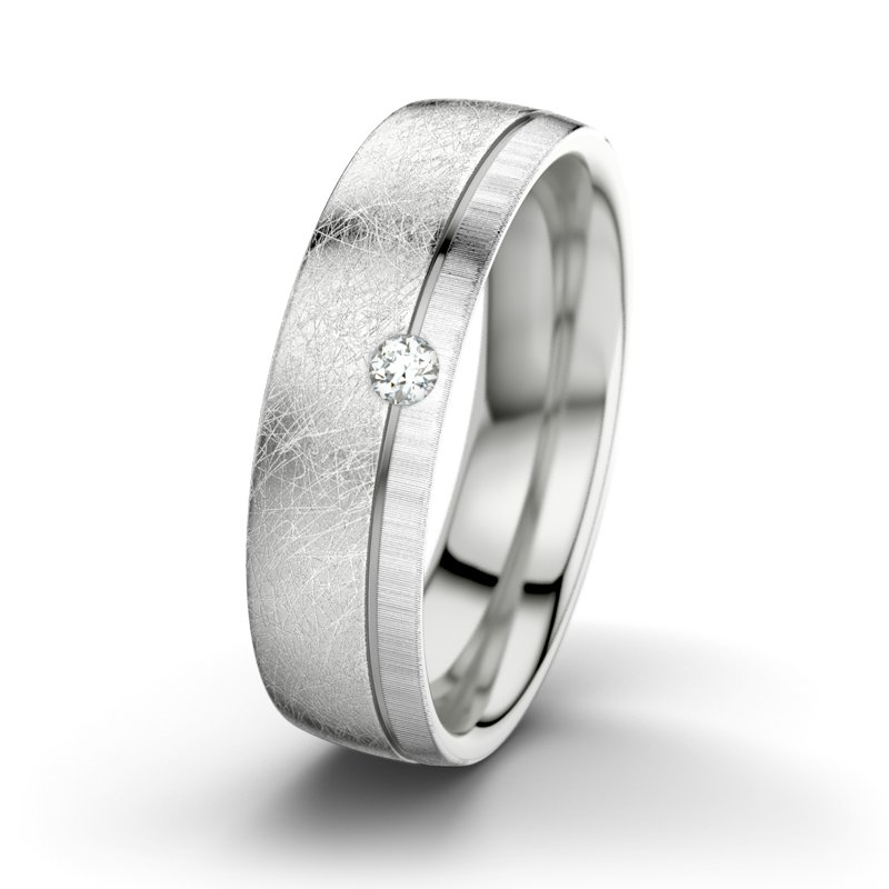 Diamantring Fred M6, Sterlingsilber 925 eismatt, von vorn