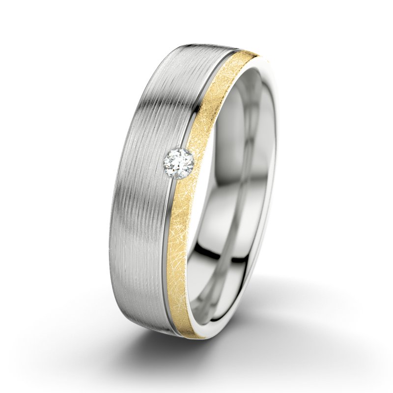 Diamantring Fred M6, Sterlingsilber 925 längsmatt, von vorn