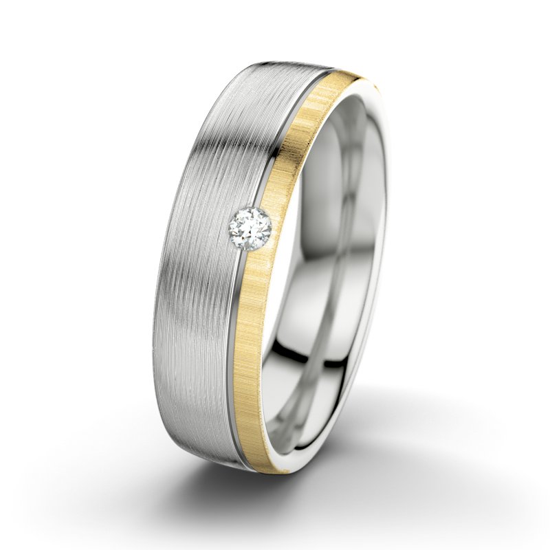 Diamantring Fred M6, Sterlingsilber 925 längsmatt, von vorn