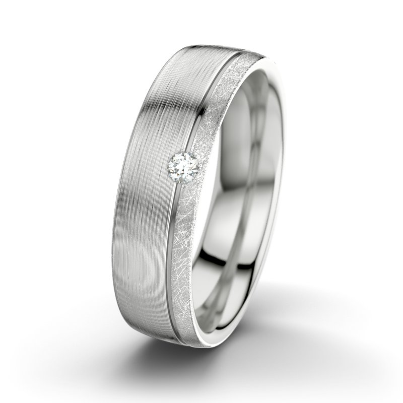 Diamantring Fred M6, Sterlingsilber 925 längsmatt, von vorn