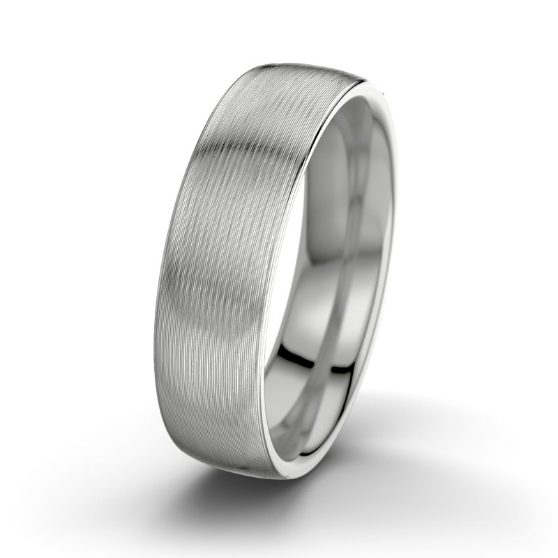 Kein Stein Platinum längsmattring Frederik M6, Platinum 950 längsmatt, von vorn