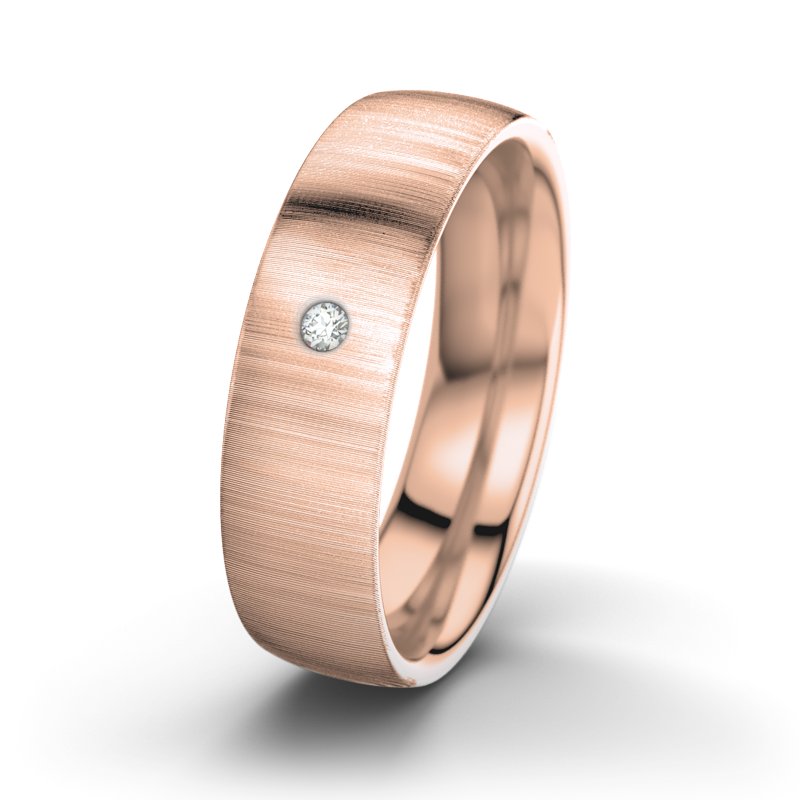 Diamantring Frederik M6, Rotgold 750 quermatt, von vorn