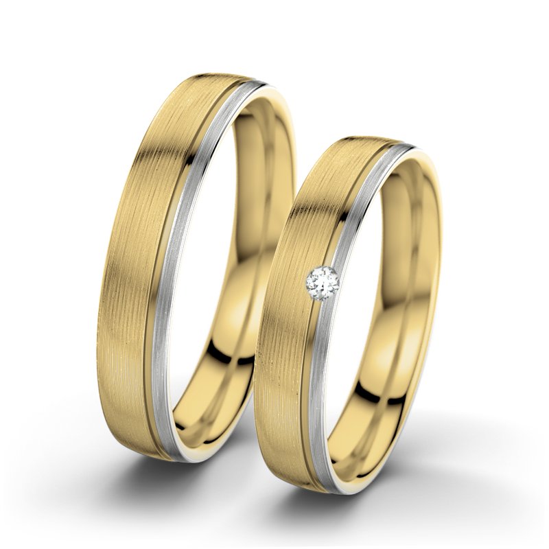 Diamantring Ginger F4, Gelbgold 585 längsmatt, von vorn