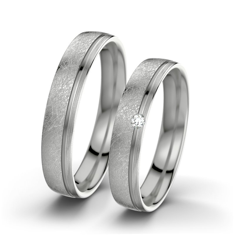 Diamantring Ginger F4, Palladium 950 eismatt, von vorn