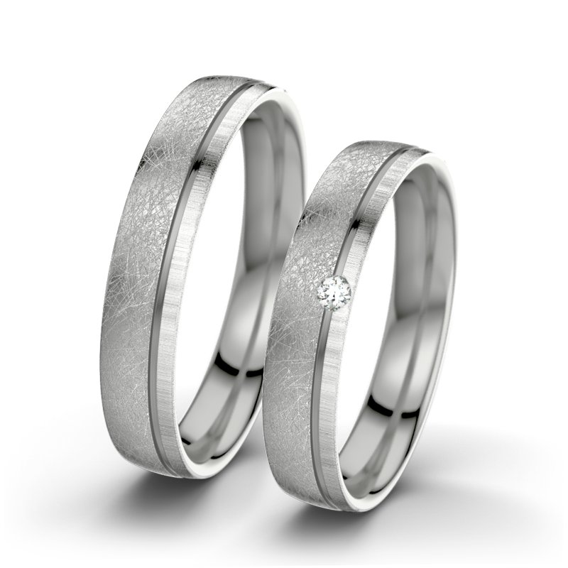 Diamantring Ginger F4, Palladium 950 eismatt, von vorn