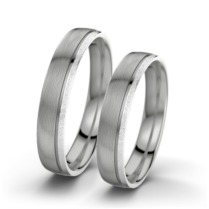 Kein Stein Palladium längsmattring Ginger F4, Palladium 585 längsmatt, von vorn