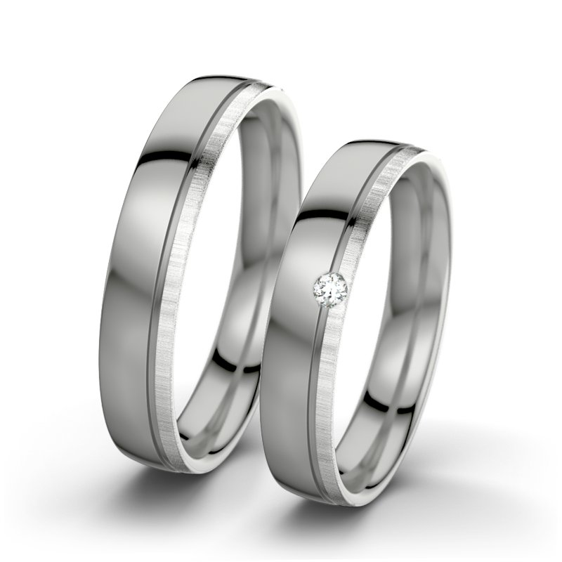 Diamantring Ginger F4, Palladium 585 poliert, von vorn