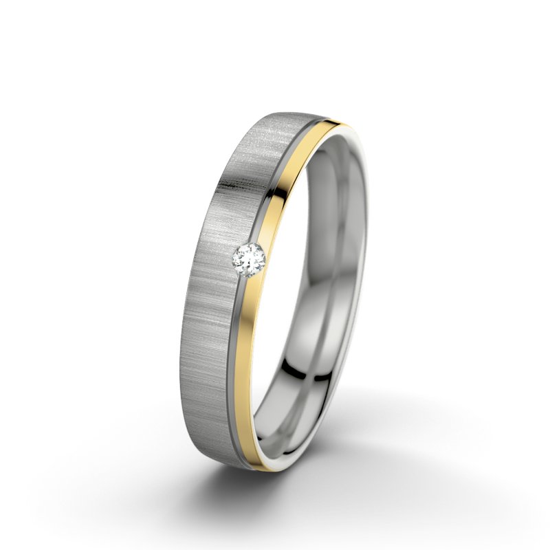 Diamantring Ginger F4, Palladium 585 quermatt, von vorn