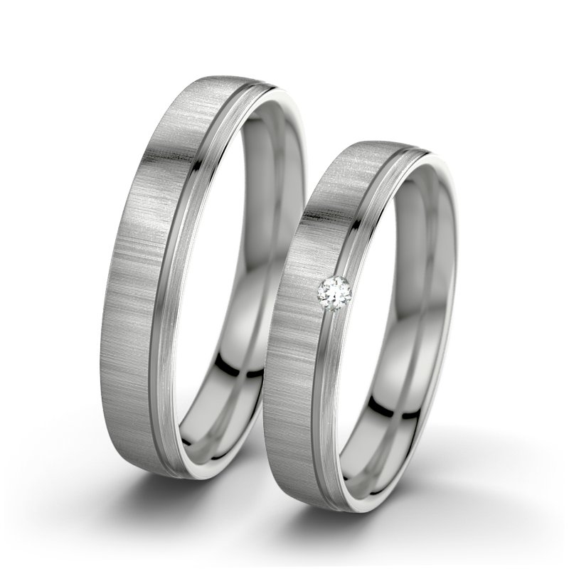 Diamantring Ginger F4, Palladium 950 quermatt, von vorn