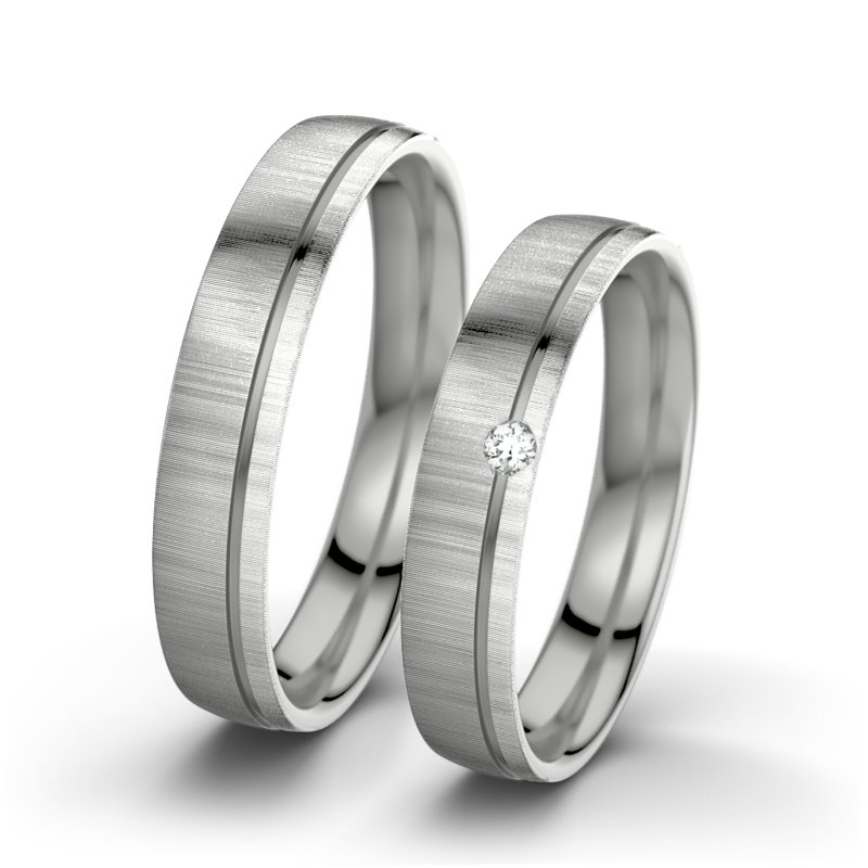 Diamantring Ginger F4, Palladium 585 quermatt, von vorn
