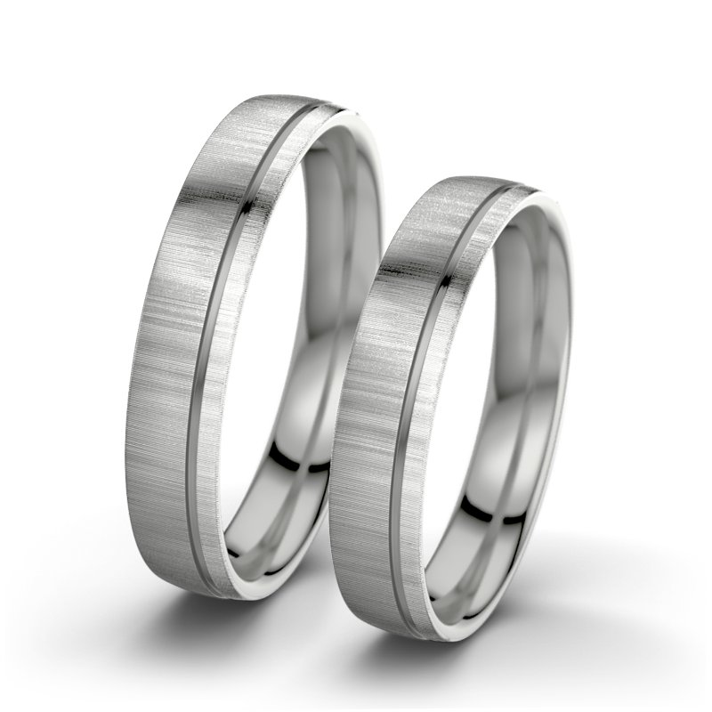 Kein Stein Palladium quermattring Ginger F4, Palladium 585 quermatt, von vorn