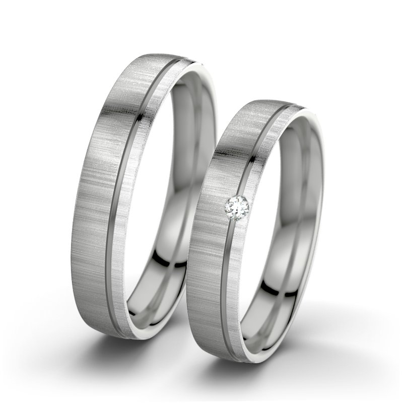 Diamantring Ginger F4, Palladium 585 quermatt, von vorn