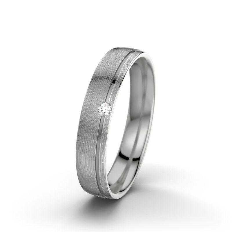 Diamantring Ginger F4, Platinum 600 längsmatt, von vorn