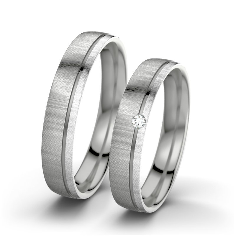 Diamantring Ginger F4, Platinum 600 quermatt, von vorn