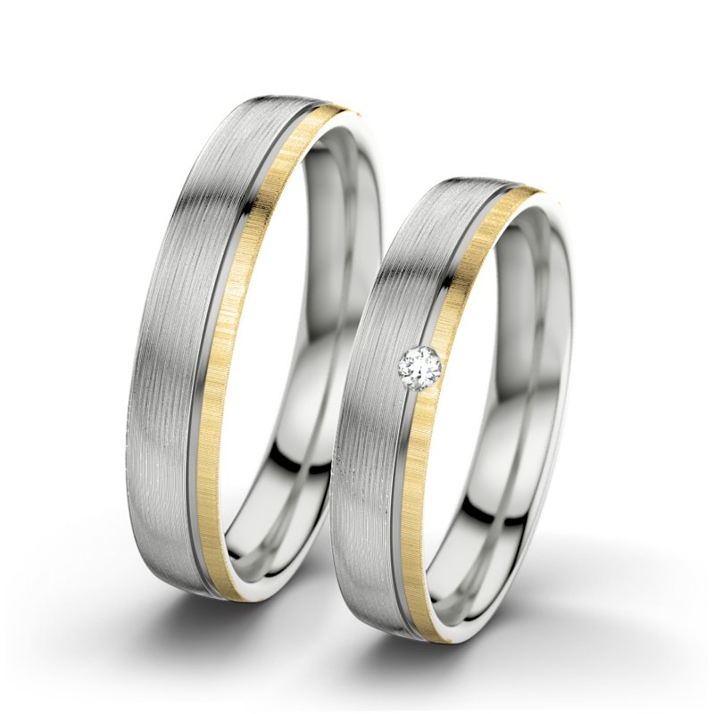 Diamantring Ginger F4, Sterlingsilber 925 längsmatt, von vorn