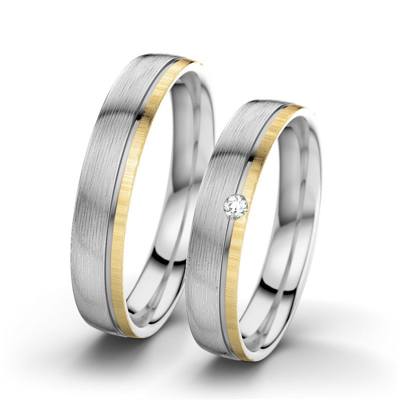 Diamantring Ginger F4, Weißgold 375 längsmatt, von vorn