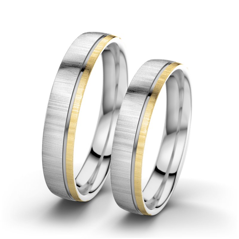 Kein Stein Weißgold quermattring Ginger F4, Weißgold 375 quermatt, von vorn