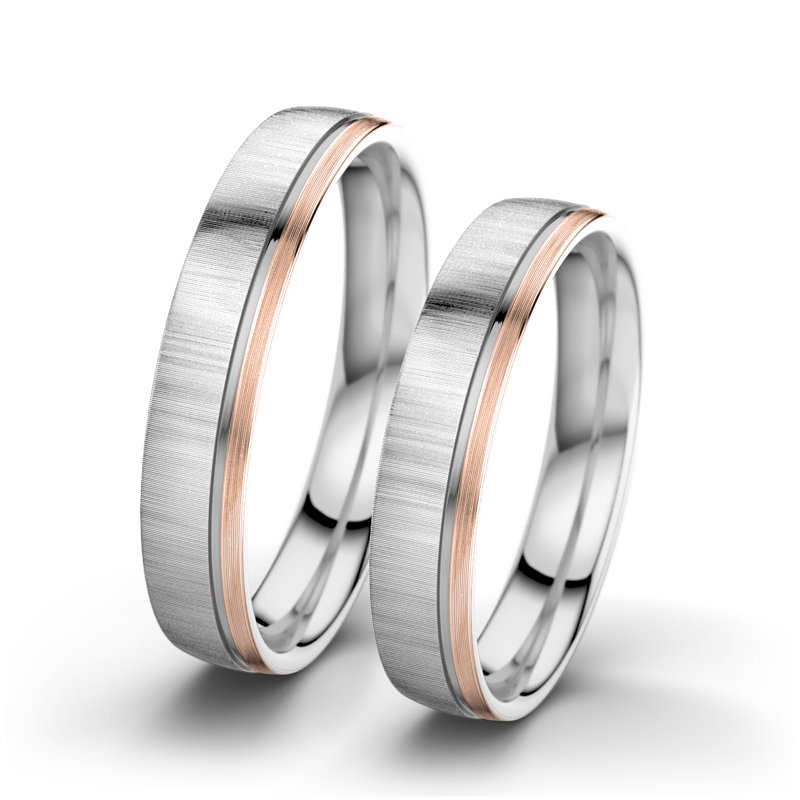 Kein Stein Weißgold quermattring Ginger F4, Weißgold 585 quermatt, von vorn