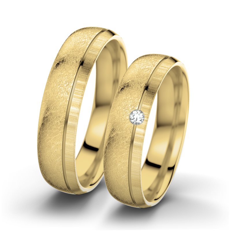 Diamantring Ginger F5, Gelbgold 585 eismatt, von vorn