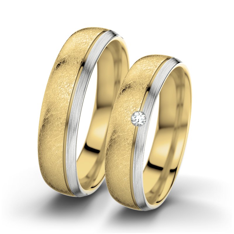 Diamantring Ginger F5, Gelbgold 375 eismatt, von vorn