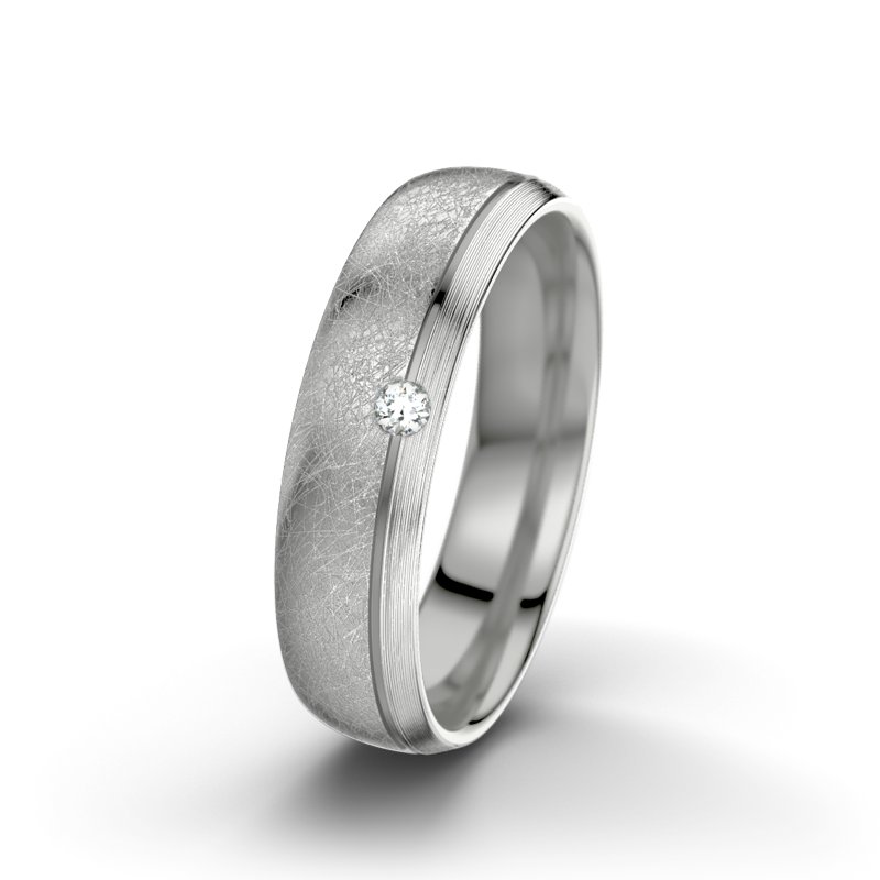 Diamantring Ginger F5, Palladium 585 eismatt, von vorn