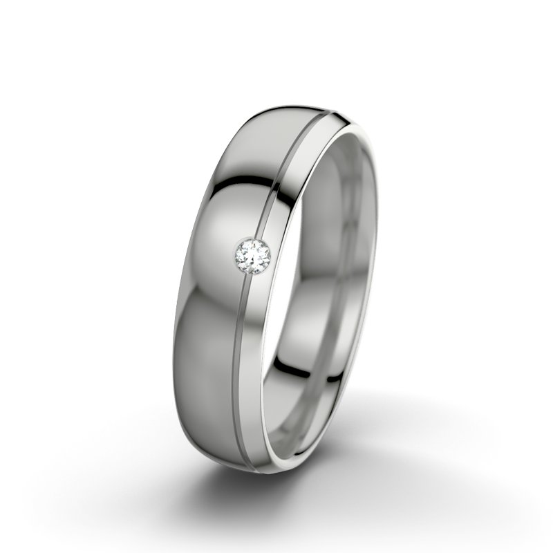 Diamantring Ginger F5, Palladium 585 poliert, von vorn