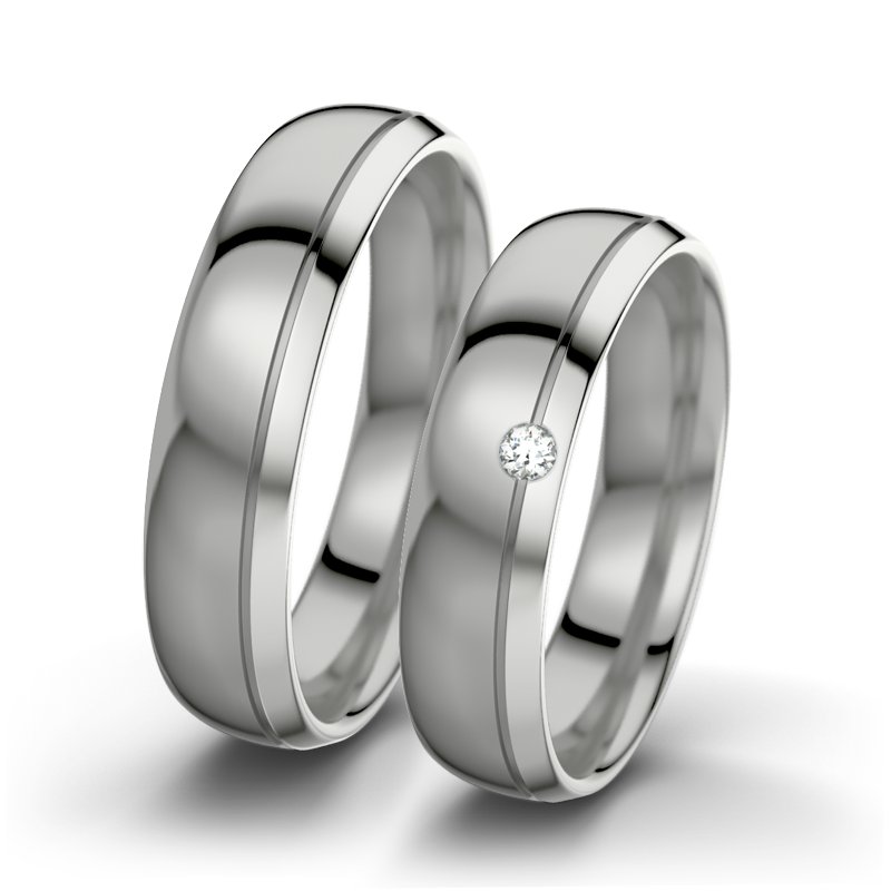 Diamantring Ginger F5, Palladium 585 poliert, von vorn
