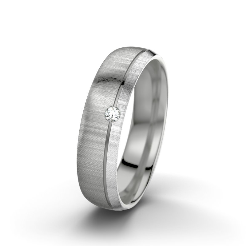 Diamantring Ginger F5, Palladium 585 quermatt, von vorn