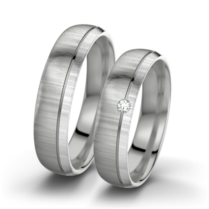 Diamantring Ginger F5, Palladium 585 quermatt, von vorn