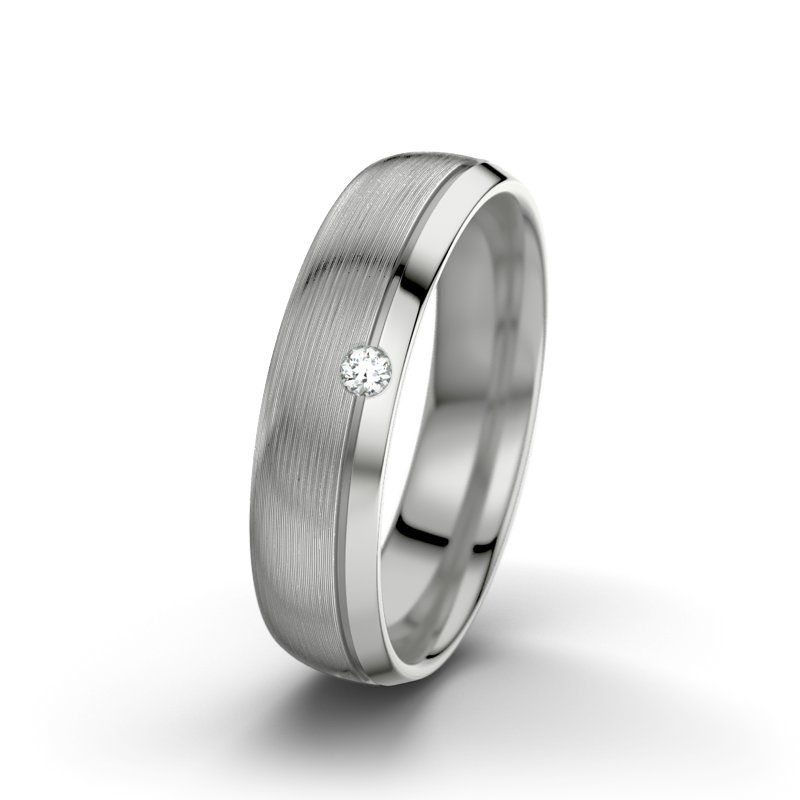 Diamantring Ginger F5, Platinum 600 längsmatt, von vorn