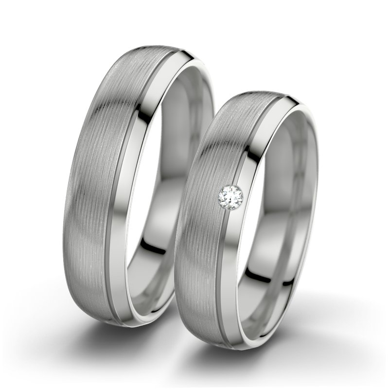 Diamantring Ginger F5, Platinum 600 längsmatt, von vorn