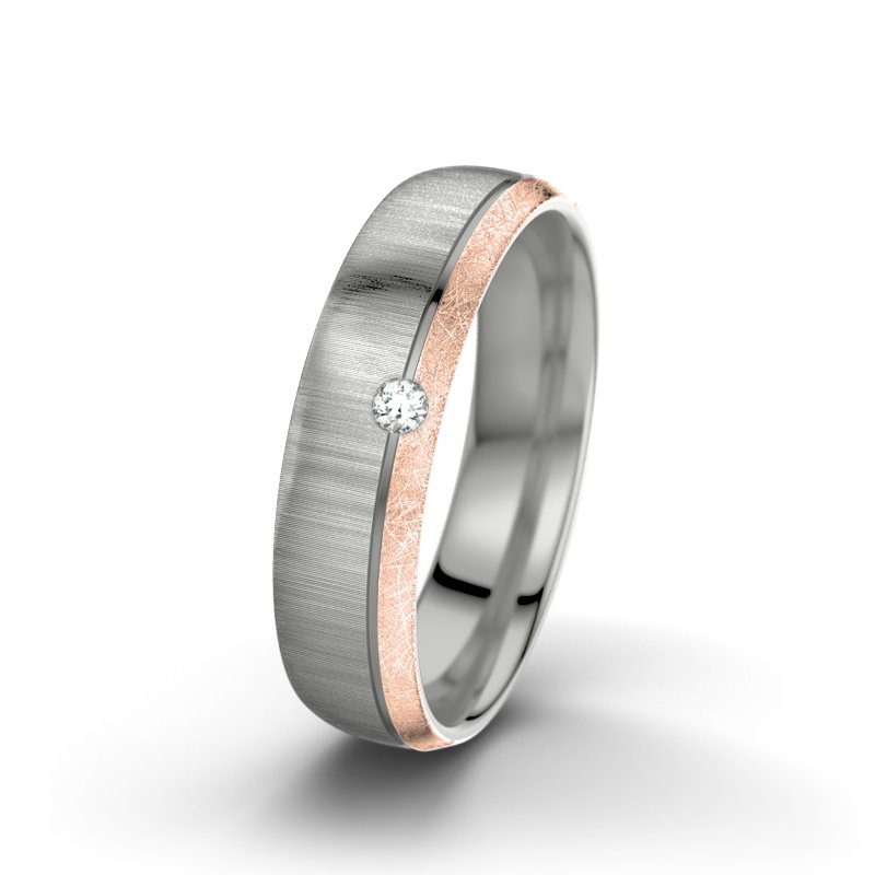 Diamantring Ginger F5, Platinum 950 quermatt, von vorn