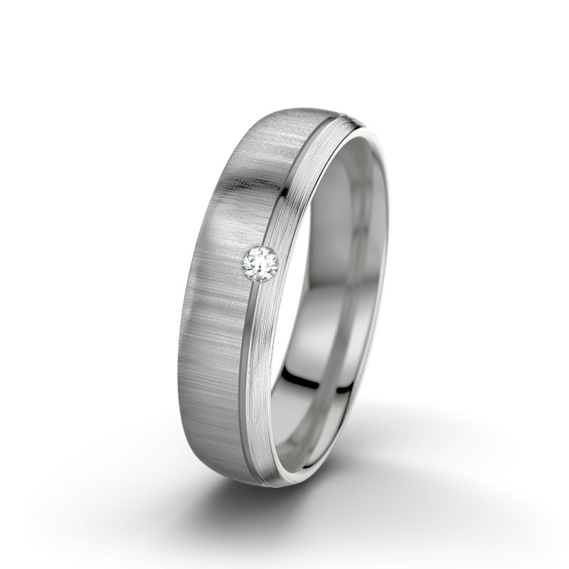 Diamantring Ginger F5, Platinum 600 quermatt, von vorn