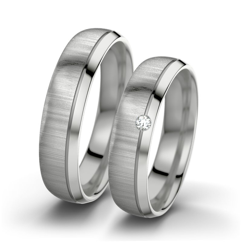 Diamantring Ginger F5, Platinum 950 quermatt, von vorn