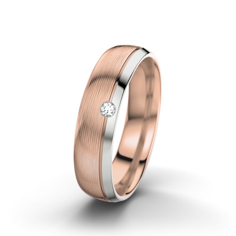 Diamantring Ginger F5, Rotgold 585 längsmatt, von vorn