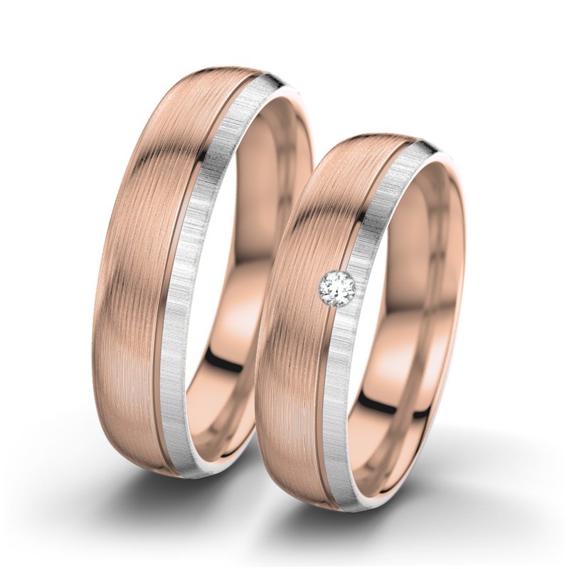 Diamantring Ginger F5, Rotgold 585 längsmatt, von vorn
